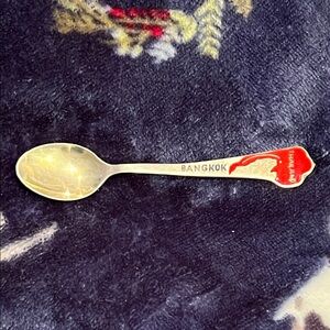 Vintage Bangkok Souvenir Spoon with Red Accent - THAILAND